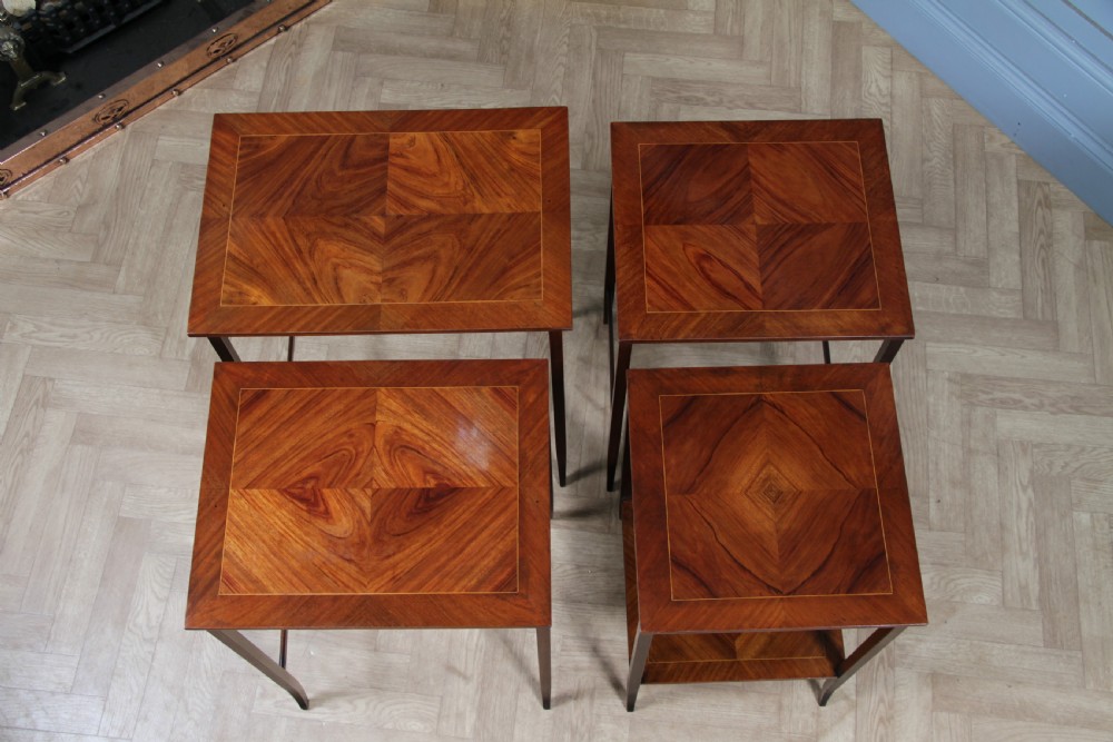 Antique 19th Century French Louis Phillipe Nest of Four Solid Kingwood Inlaid Tables View XIII