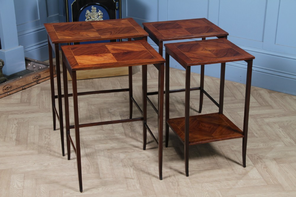 Antique 19th Century French Louis Phillipe Nest of Four Solid Kingwood Inlaid Tables View XIV