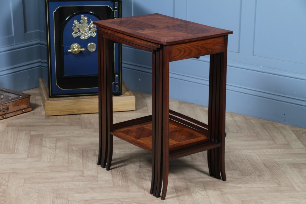 Antique 19th Century French Louis Phillipe Nest of Four Solid Kingwood Inlaid Tables View XV