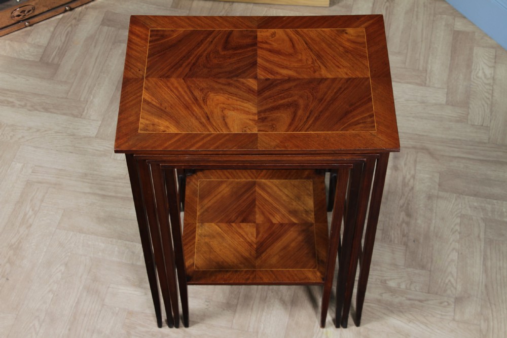 Antique 19th Century French Louis Phillipe Nest of Four Solid Kingwood Inlaid Tables View XVI