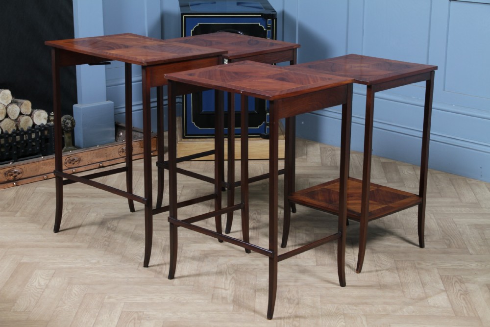 Antique 19th Century French Louis Phillipe Nest of Four Solid Kingwood Inlaid Tables View XVII