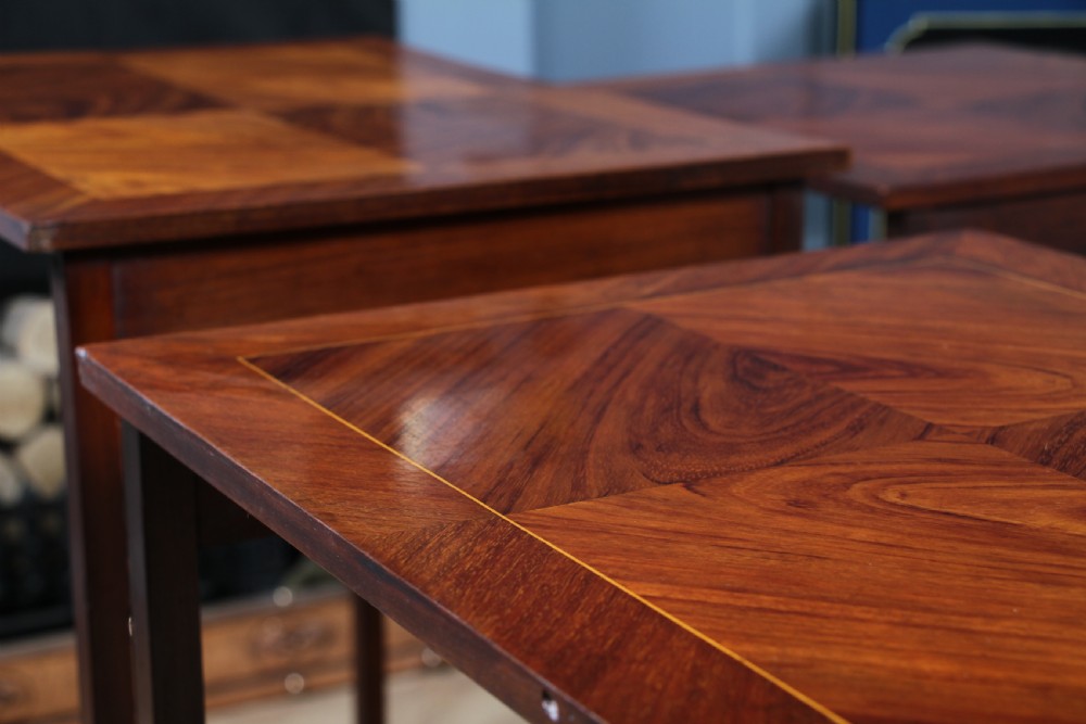 Antique 19th Century French Louis Phillipe Nest of Four Solid Kingwood Inlaid Tables View XVIII