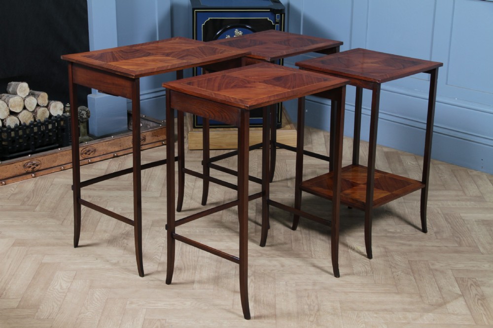 Antique 19th Century French Louis Phillipe Nest of Four Solid Kingwood Inlaid Tables View XIX