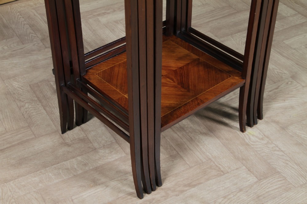 Antique 19th Century French Louis Phillipe Nest of Four Solid Kingwood Inlaid Tables View XXI