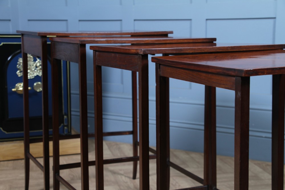 Antique 19th Century French Louis Phillipe Nest of Four Solid Kingwood Inlaid Tables View XXIV