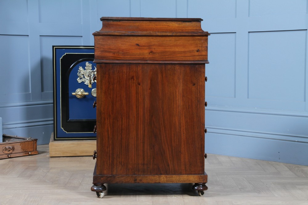 Original Antique Victorian Walnut 4 Drawer Davenport Desk Inlaid Restored C1850 View XIX