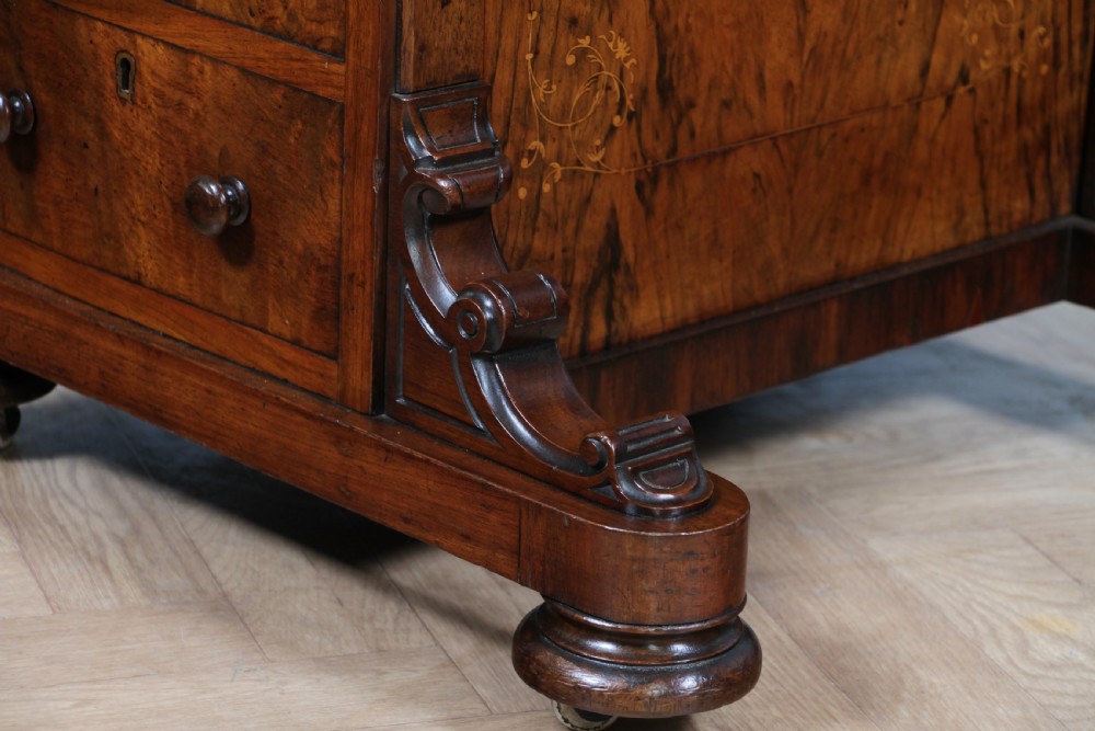 Original Antique Victorian Walnut 4 Drawer Davenport Desk Inlaid Restored C1850 View XXII