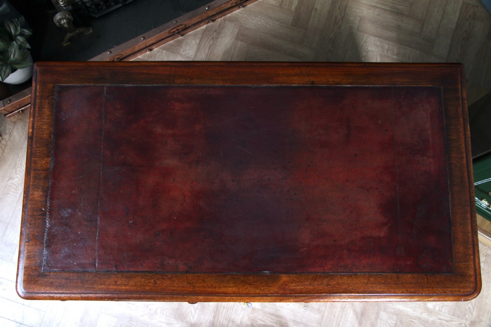 Antique Victorian Curved Front Mahogany 9 Drawer Twin Pedestal Leather Top Writing Desk 1870 View VII