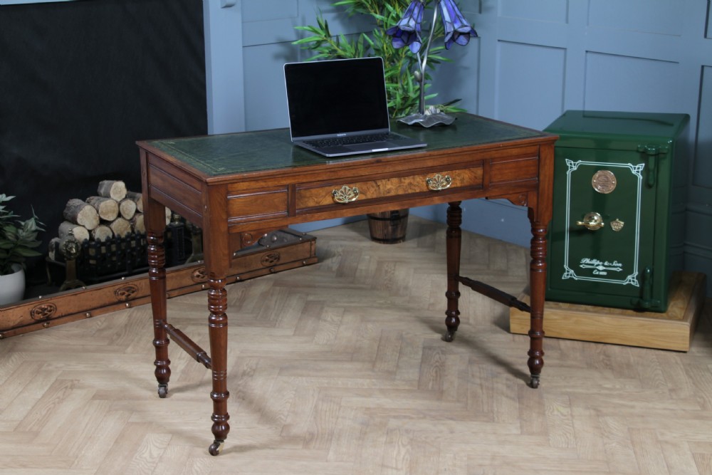 Antique Edwardian Walnut Ladies Leather Top Writing Desk C1890