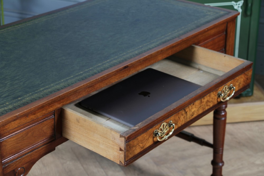 Antique Edwardian Walnut Ladies Leather Top Writing Desk C1890 View IV