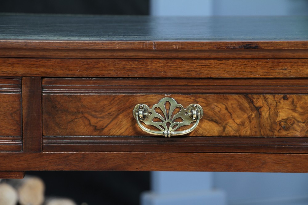 Antique Edwardian Walnut Ladies Leather Top Writing Desk C1890 View V