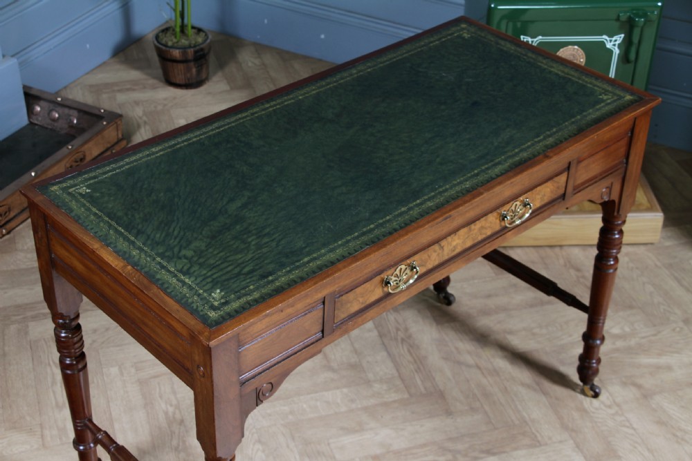Antique Edwardian Walnut Ladies Leather Top Writing Desk C1890 View X