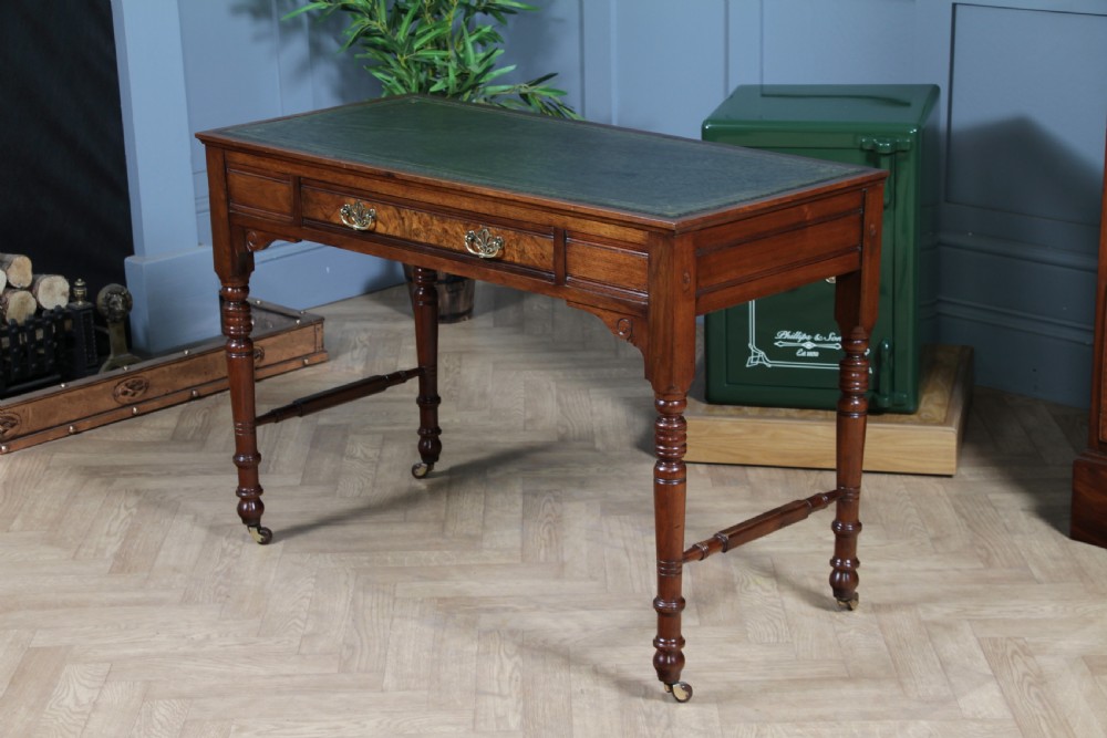 Antique Edwardian Walnut Ladies Leather Top Writing Desk C1890 View XV