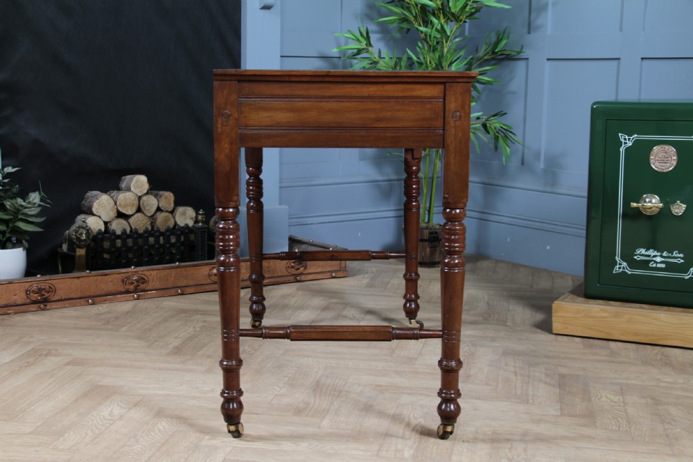 Antique Edwardian Walnut Ladies Leather Top Writing Desk C1890 View XX