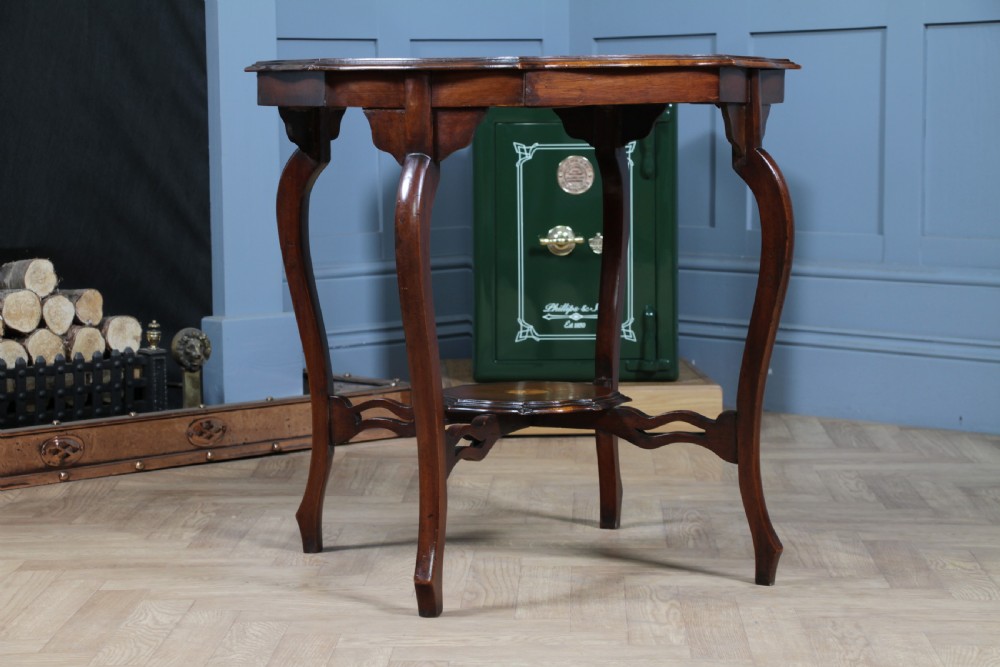 Antique Edwardian Mahogany Inlaid Octagonal Occasional Hall Lamp Table View III