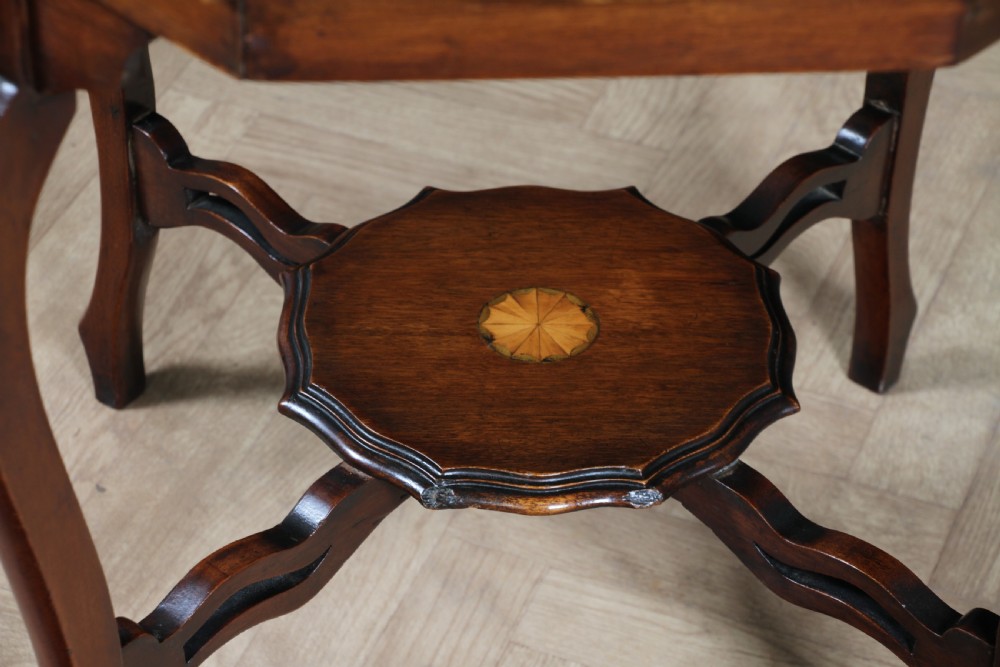 Antique Edwardian Mahogany Inlaid Octagonal Occasional Hall Lamp Table View VI