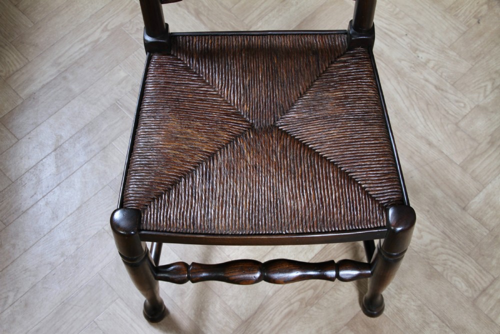 Titchmarsh & Goodwin Set of 4 Ladder Back Solid Oak Rush Seated Dining Chairs View XI