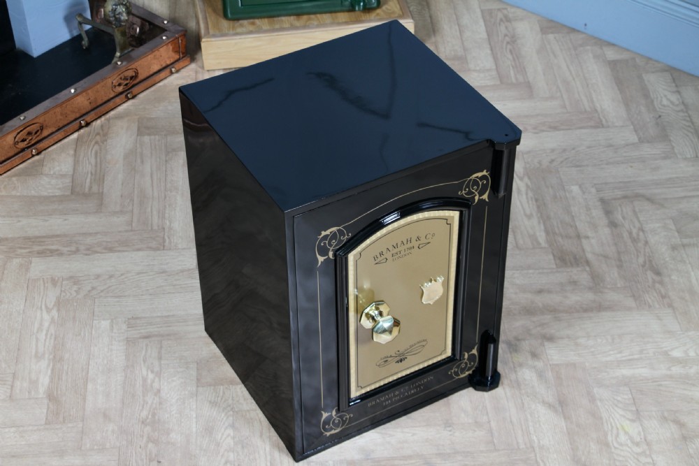 Antique Bramah & Co Black & Gilded Luxury Fireproof Safe Fully Restored Vintage View II