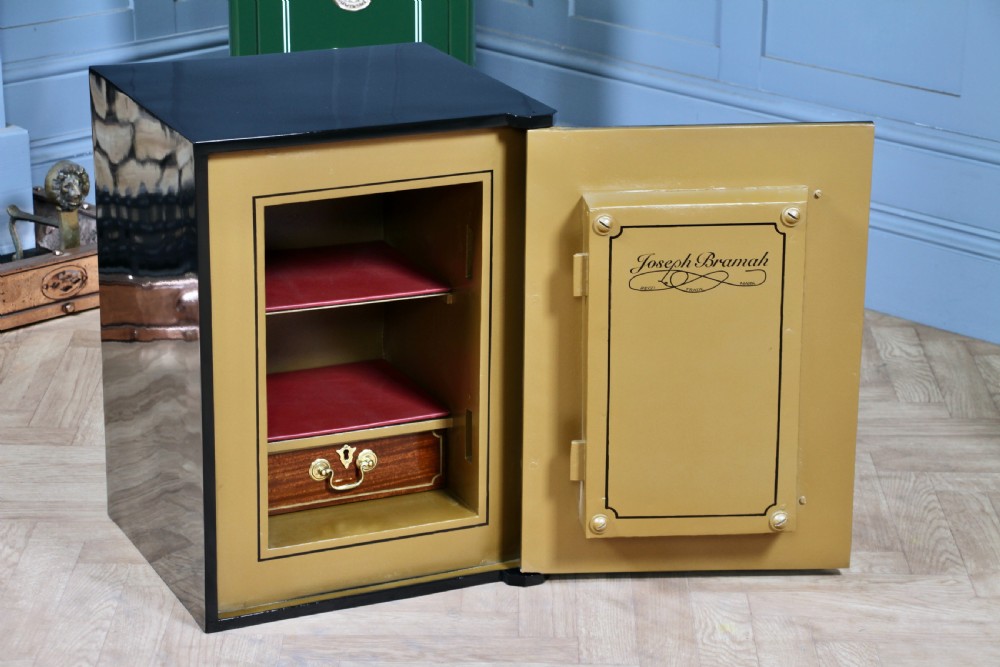 Antique Bramah & Co Black & Gilded Luxury Fireproof Safe Fully Restored Vintage View IV