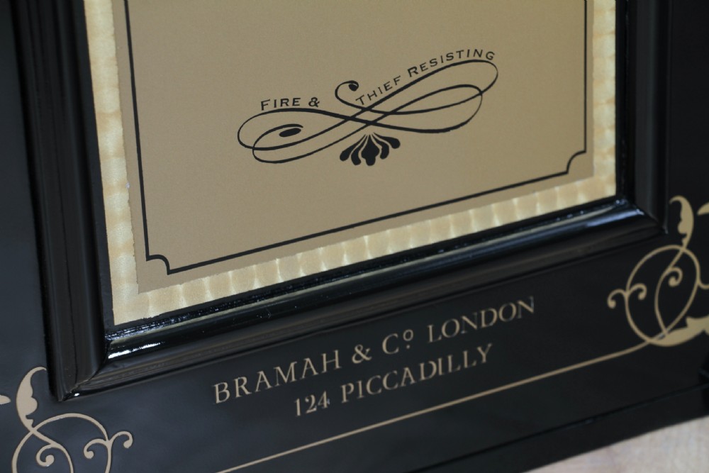Antique Bramah & Co Black & Gilded Luxury Fireproof Safe Fully Restored Vintage View XII
