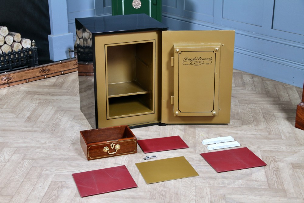 Antique Bramah & Co Black & Gilded Luxury Fireproof Safe Fully Restored Vintage View XVIII
