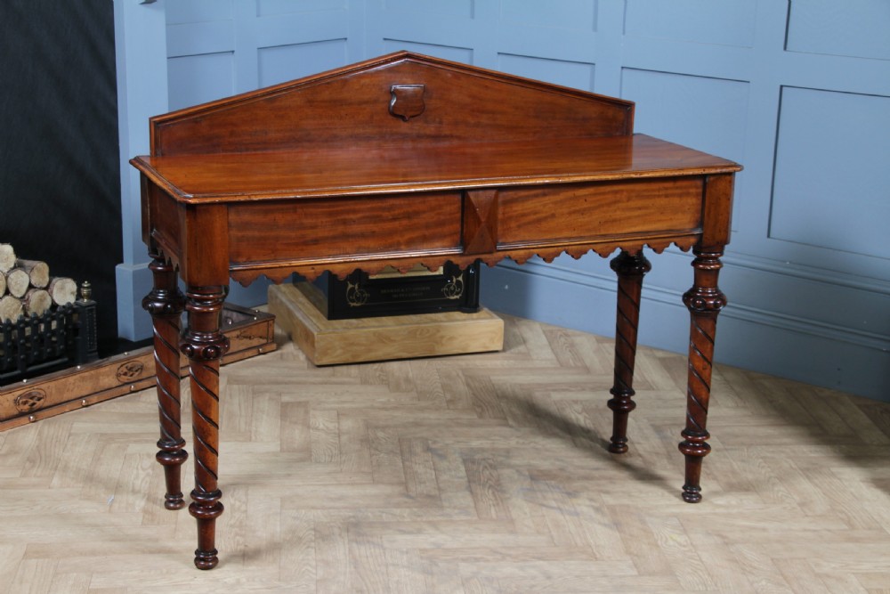 Antique Victorian Mahogany Serving Table With Hidden Side Drawer C1880