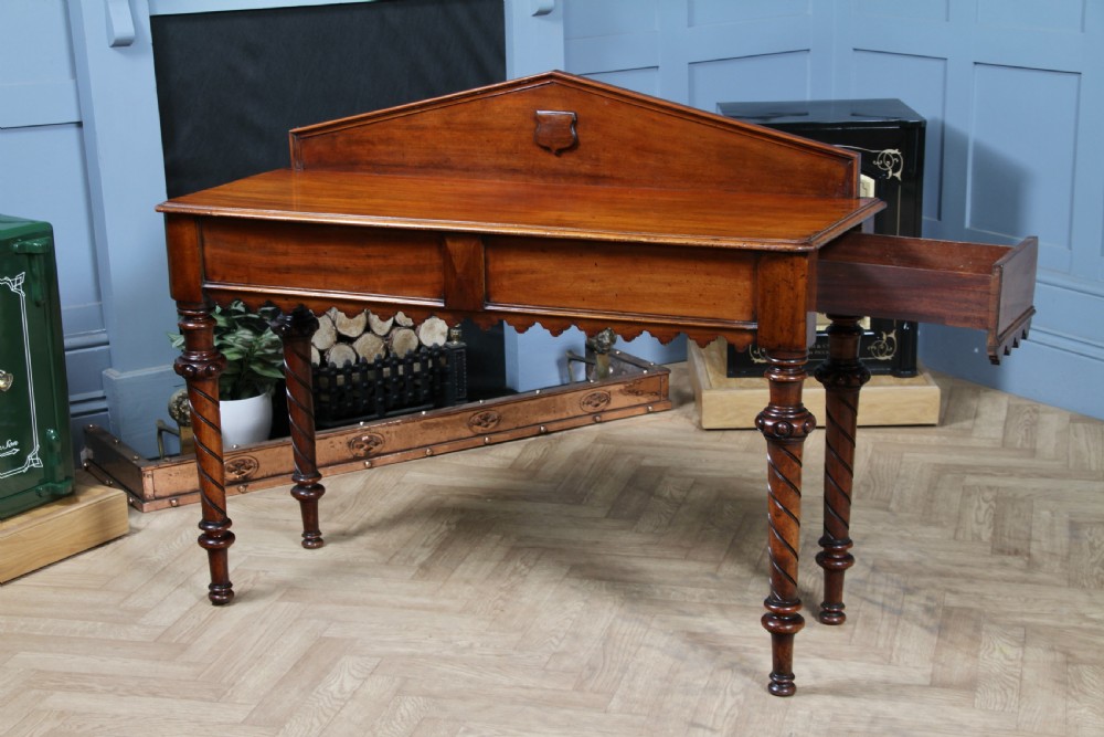 Antique Victorian Mahogany Serving Table With Hidden Side Drawer C1880 View II