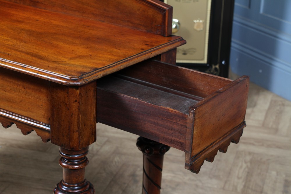 Antique Victorian Mahogany Serving Table With Hidden Side Drawer C1880 View III