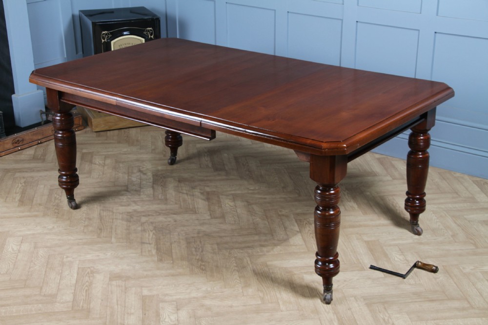 Antique Late Victorian Edwardian Solid Walnut Wind Out 1 Leaf Dining Table C1890