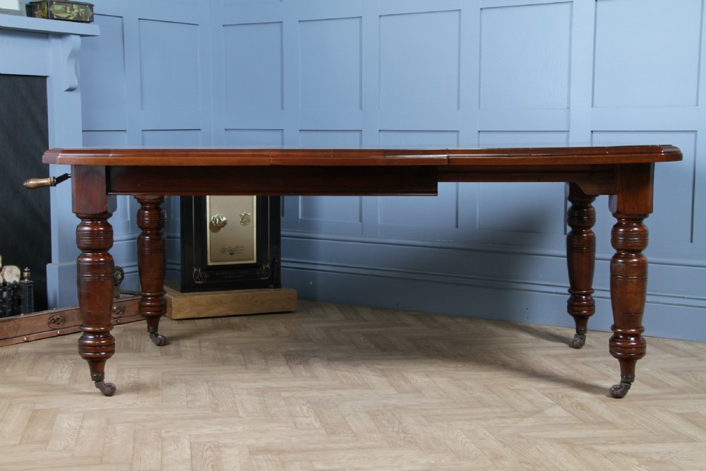Antique Late Victorian Edwardian Solid Walnut Wind Out 1 Leaf Dining Table C1890 View IV