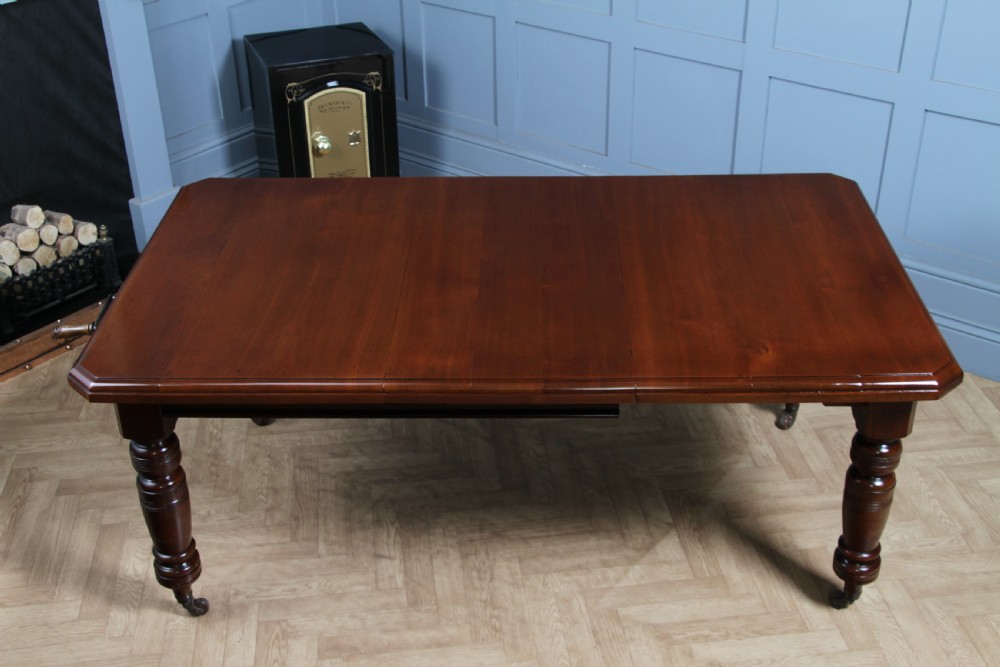 Antique Late Victorian Edwardian Solid Walnut Wind Out 1 Leaf Dining Table C1890 View V