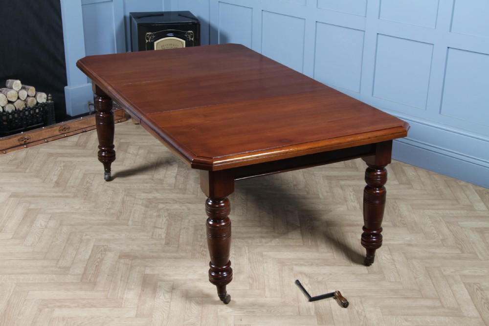 Antique Late Victorian Edwardian Solid Walnut Wind Out 1 Leaf Dining Table C1890 View VI