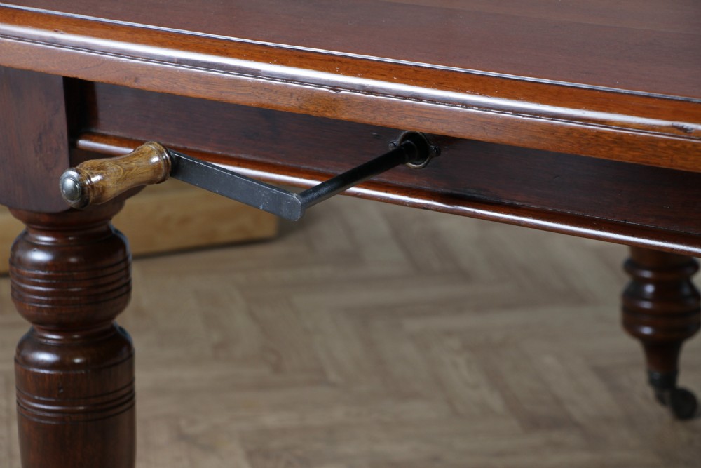 Antique Late Victorian Edwardian Solid Walnut Wind Out 1 Leaf Dining Table C1890 View XII