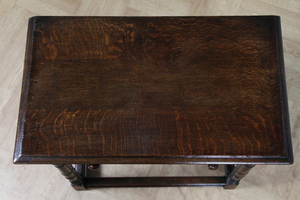 Antique 19th Century Solid Oak Jacobean Revival Side Hall Table Carved W/ Drawer View VIII