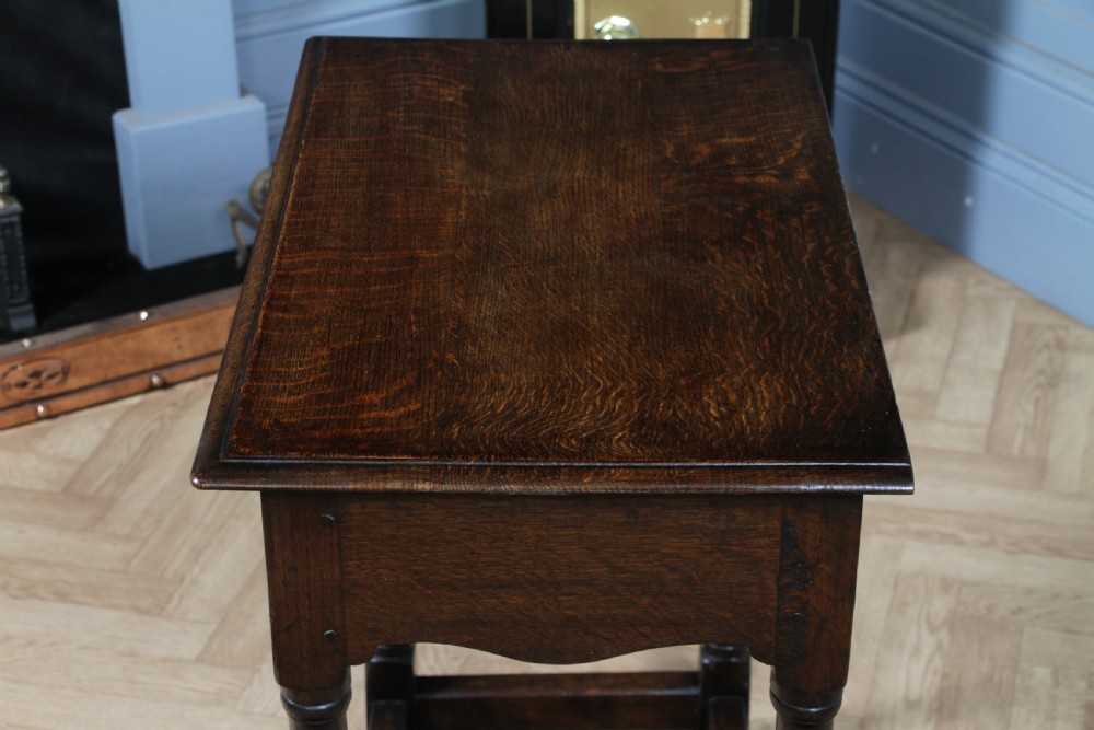 Antique 19th Century Solid Oak Jacobean Revival Side Hall Table Carved W/ Drawer View X