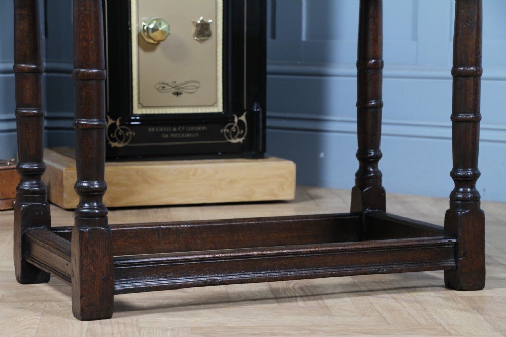 Antique 19th Century Solid Oak Jacobean Revival Side Hall Table Carved W/ Drawer View XV