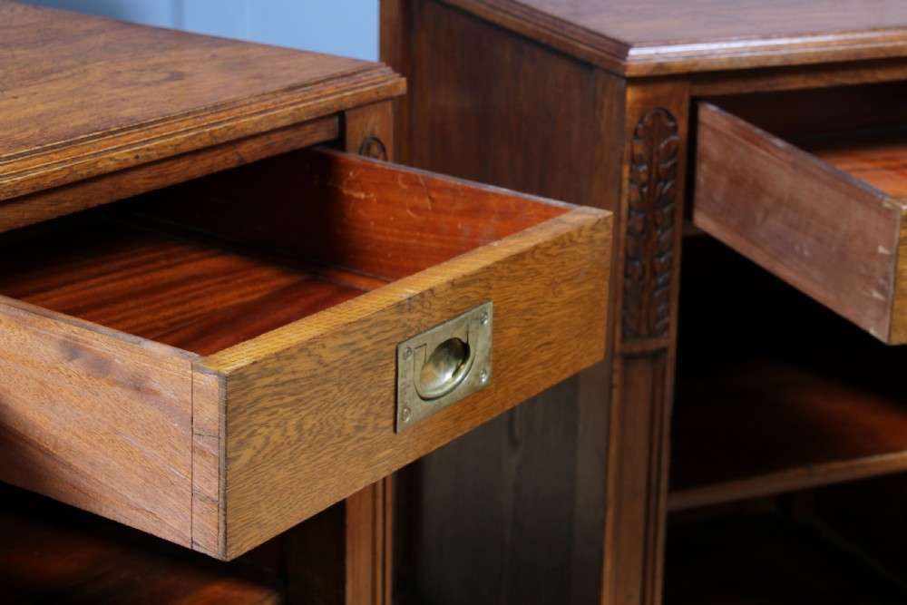 Pair of Antique Edwardian Art Nouveau Oak Bedside Cupboards  View VI