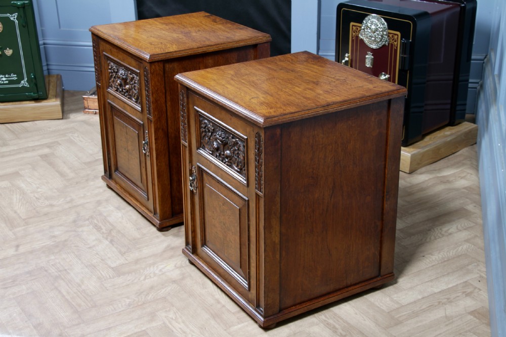 Pair of Antique Edwardian Art Nouveau Oak Bedside Cupboards  View IX