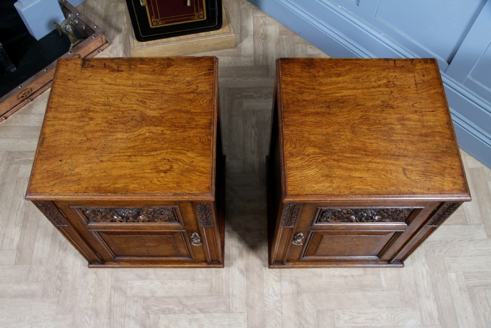 Pair of Antique Edwardian Art Nouveau Oak Bedside Cupboards  View XIII