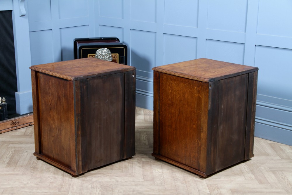 Pair of Antique Edwardian Art Nouveau Oak Bedside Cupboards  View XXII