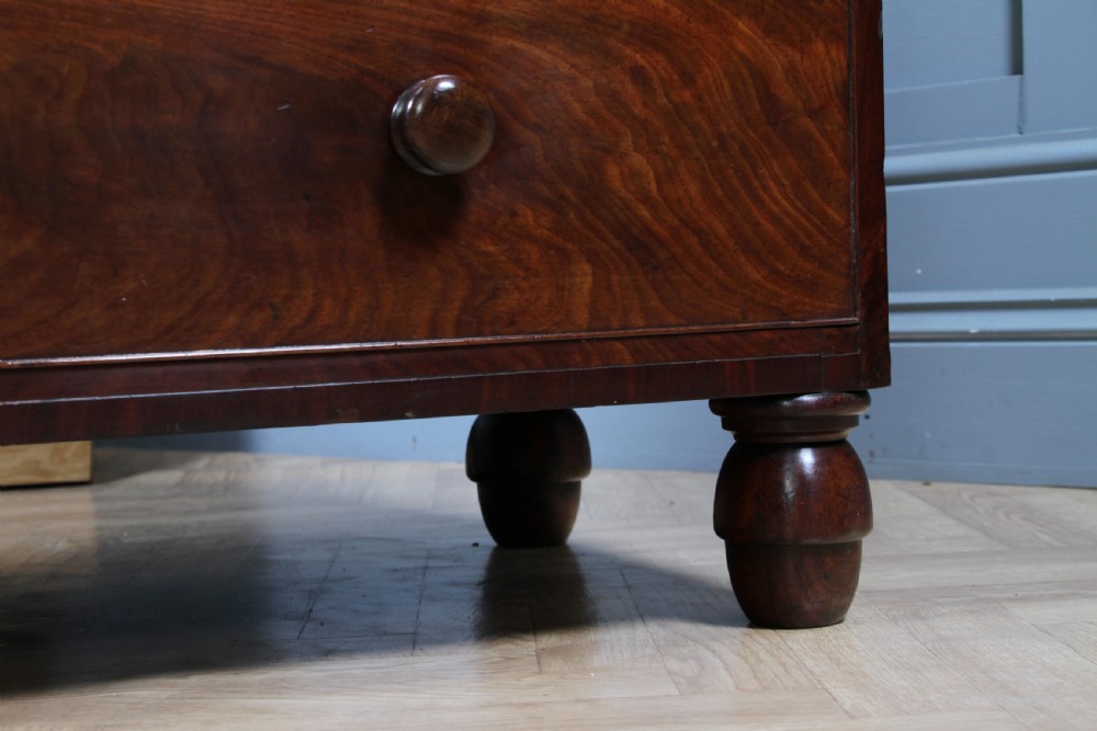 Original Antique Early Victorian Flame Grain Mahogany Chest Bank of 6 Drawers View XII