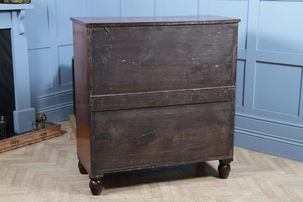 Original Antique Early Victorian Flame Grain Mahogany Chest Bank of 6 Drawers View XVI