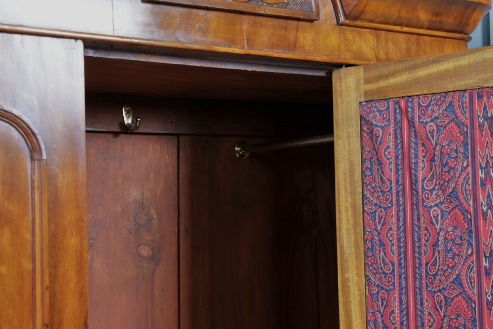 Original Antique Victorian Satin Birch Curved Front Small Single Wardrobe C1880 View V
