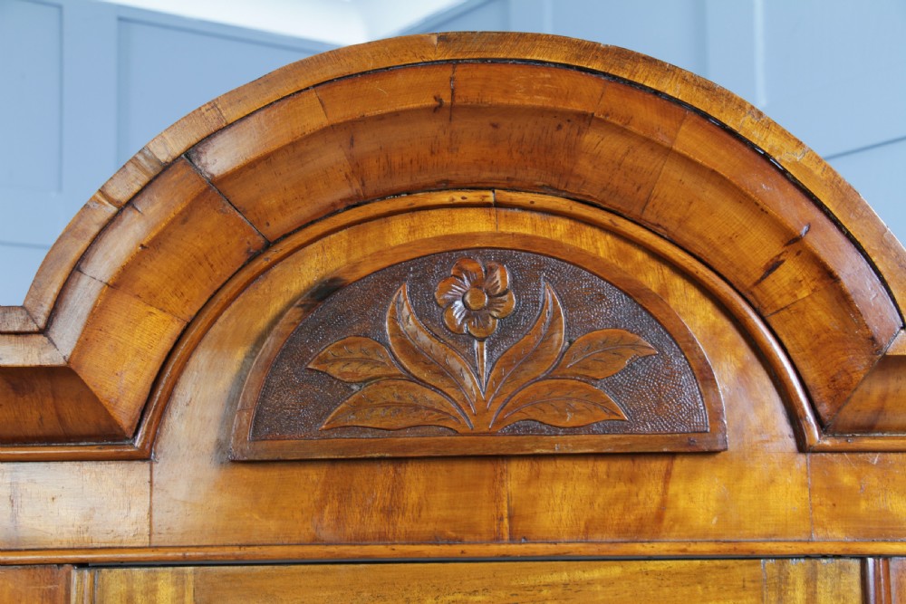 Original Antique Victorian Satin Birch Curved Front Small Single Wardrobe C1880 View IX