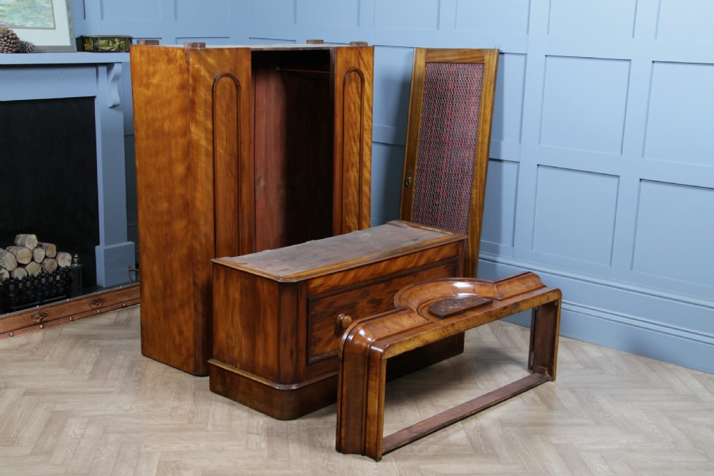 Original Antique Victorian Satin Birch Curved Front Small Single Wardrobe C1880 View XVII