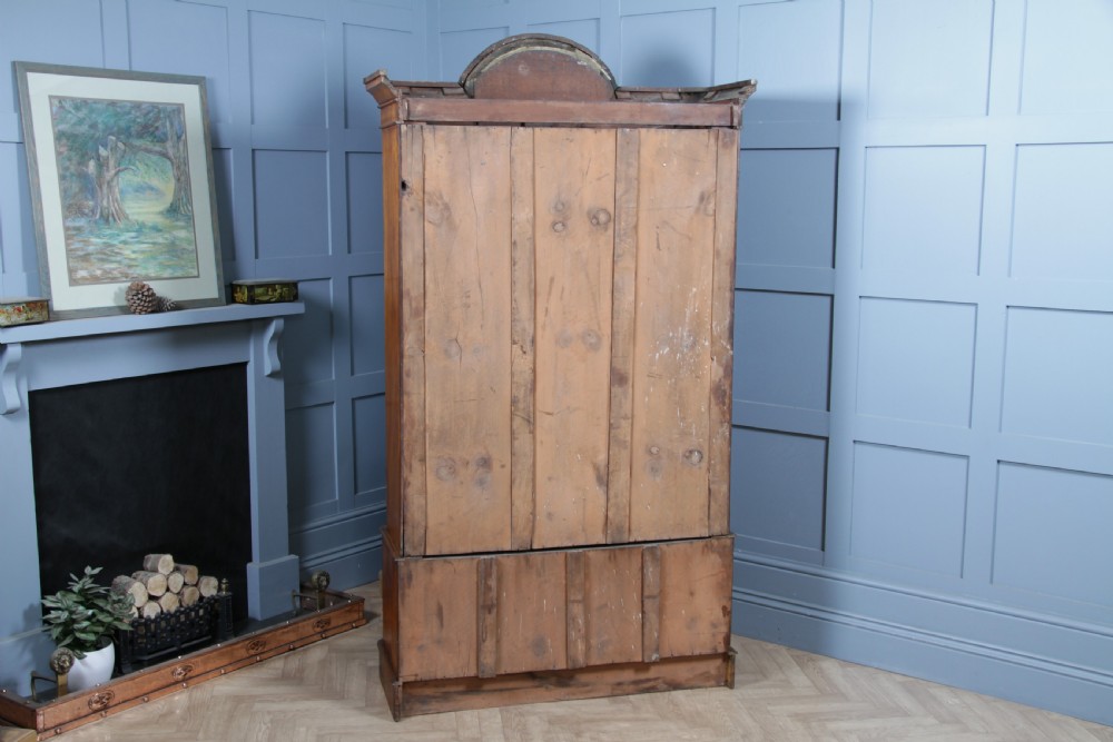 Original Antique Victorian Satin Birch Curved Front Small Single Wardrobe C1880 View XVIII