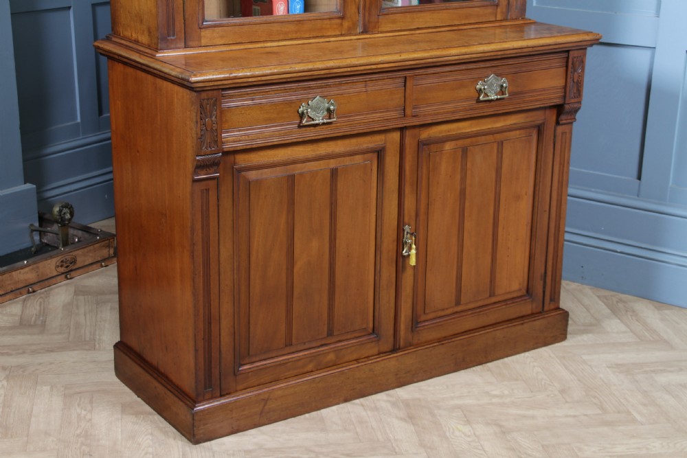 Antique Original Edwardian Mahogany Glazed Bookcase Cabinet C1895 View VI