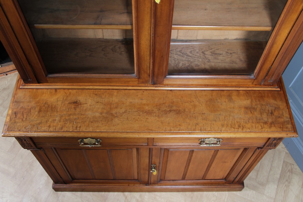 Antique Original Edwardian Mahogany Glazed Bookcase Cabinet C1895 View X