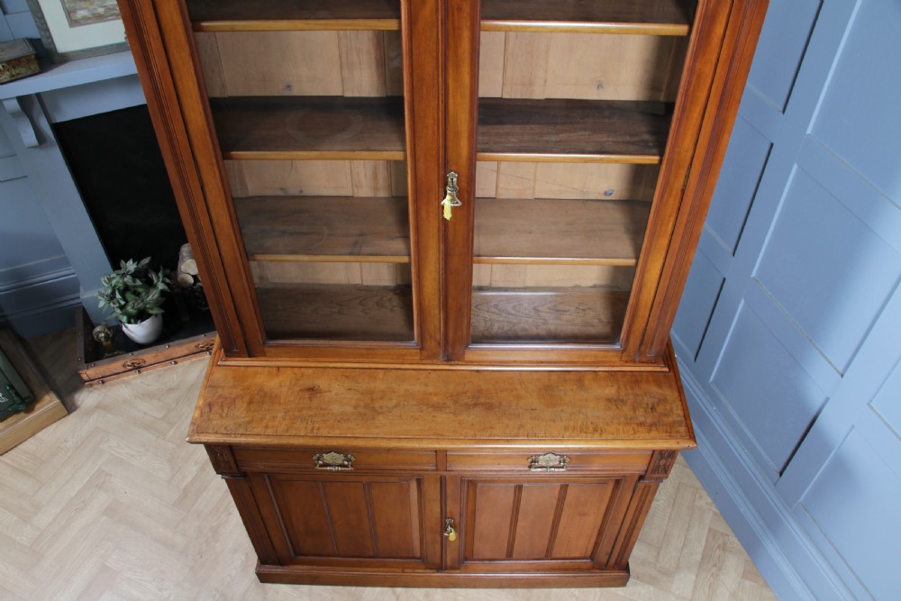 Antique Original Edwardian Mahogany Glazed Bookcase Cabinet C1895 View XI