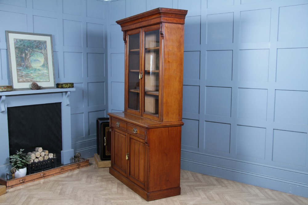 Antique Original Edwardian Mahogany Glazed Bookcase Cabinet C1895 View XV